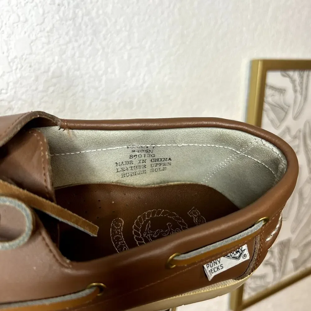 Pony Boat Decks Shoes Mens Size 7 Brown Loafer Preppy